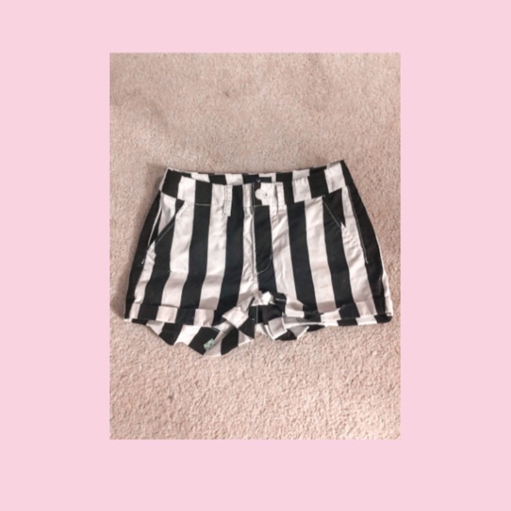 stripped jean shorts
